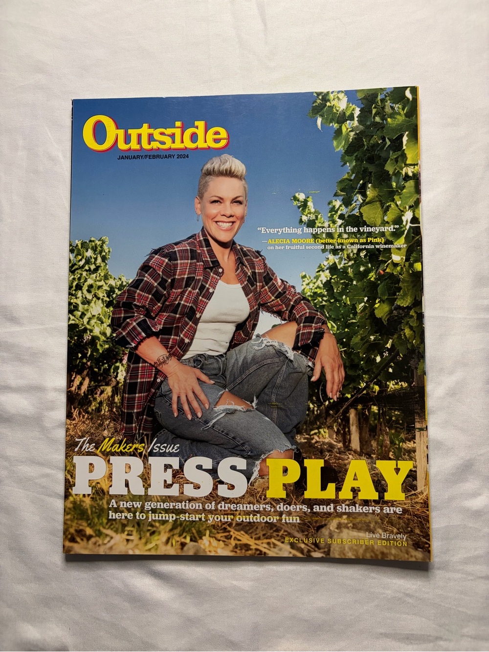 Outside “Alecia Moore (Pink) Everything Happens in Vineyard” Issue Jan/Feb 2024